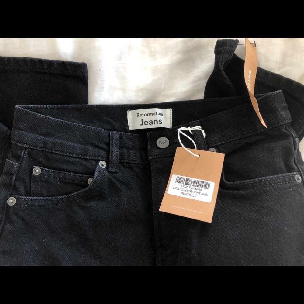 New Reformation Liza High Straight Jeans Blk 25